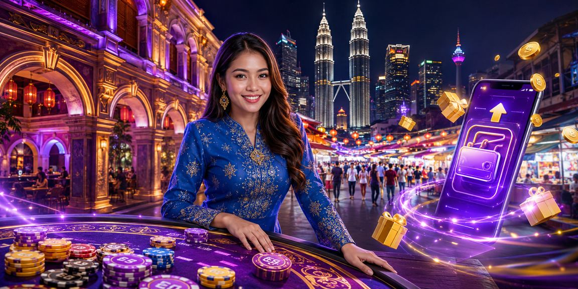 Wanita berbaju kurung menikmati hiburan kasino dalam talian di Kuala Lumpur