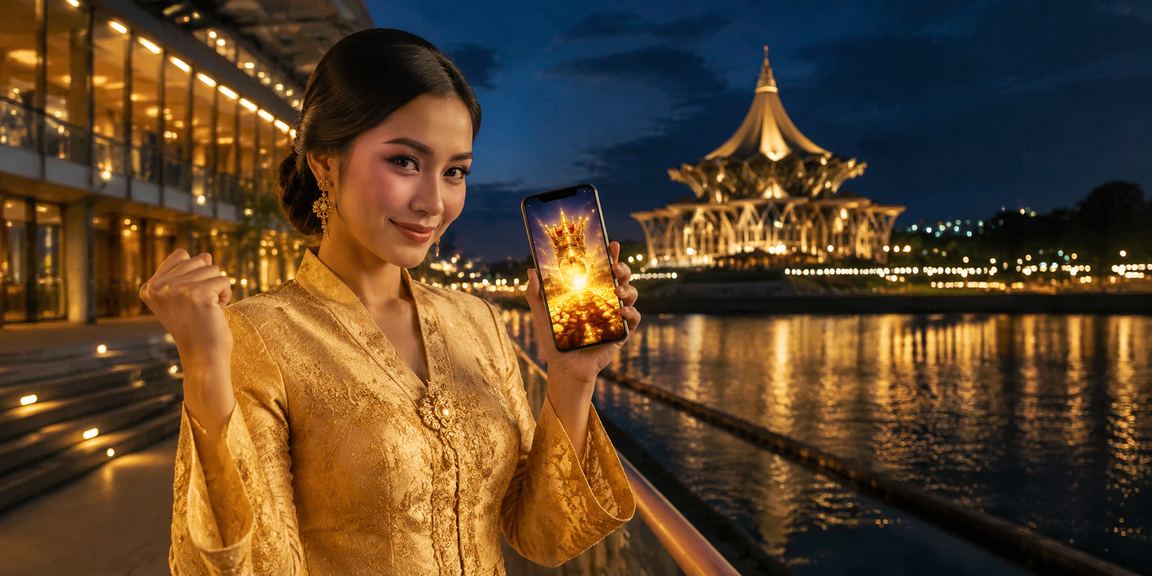 Pengguna Kuching Sarawak membuat deposit untuk permainan dalam talian bergaya kebaya tradisional