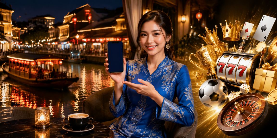 Wanita berbaju kurung menikmati hiburan dalam talian dengan bonus deposit di Melaka