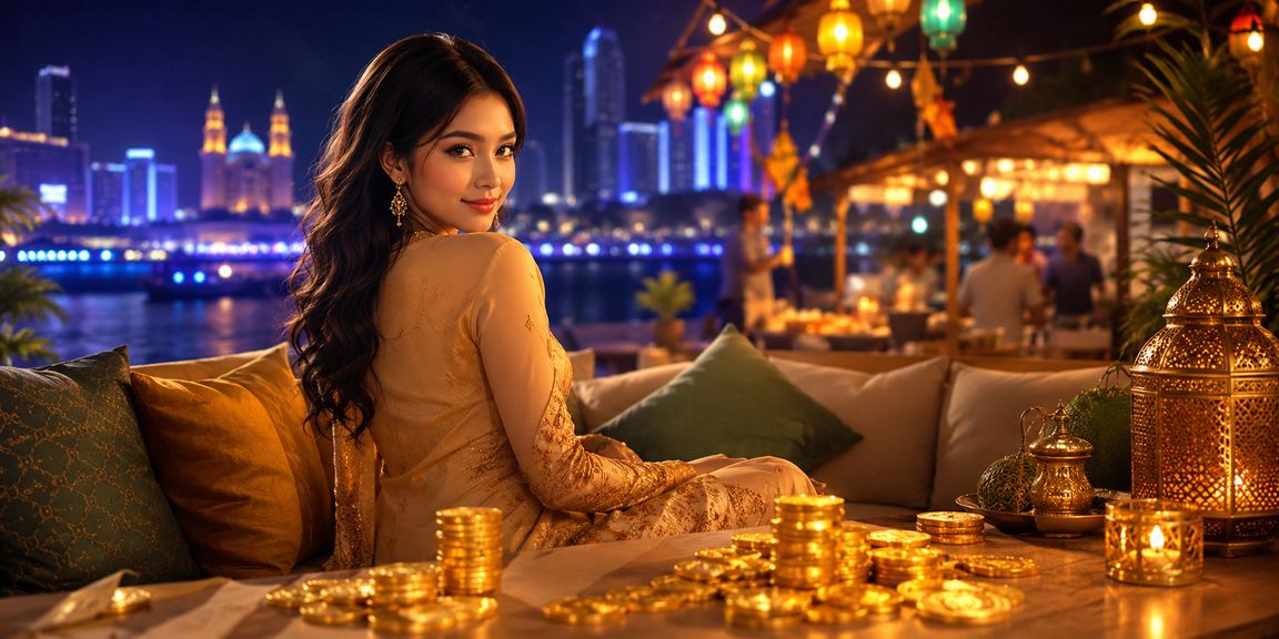 Suasana hiburan kasino dan pertaruhan bertema Hari Raya di Selangor Malaysia